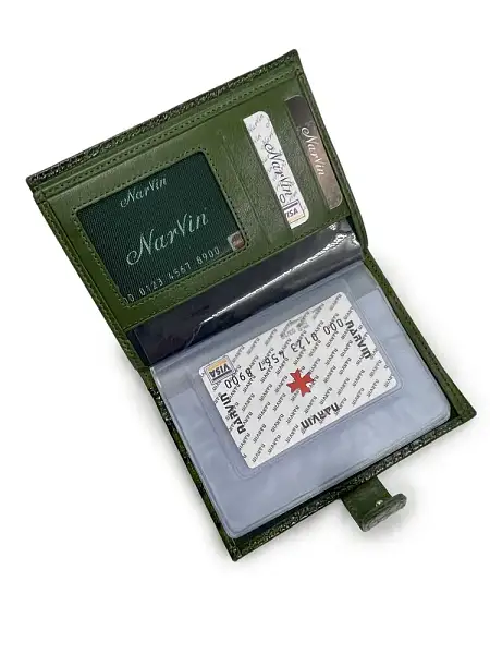 Обложка для автодокументов и паспорта NARVIN из натуральной кожи Vasheron, Артикул: 9175-Croco Green фото №1