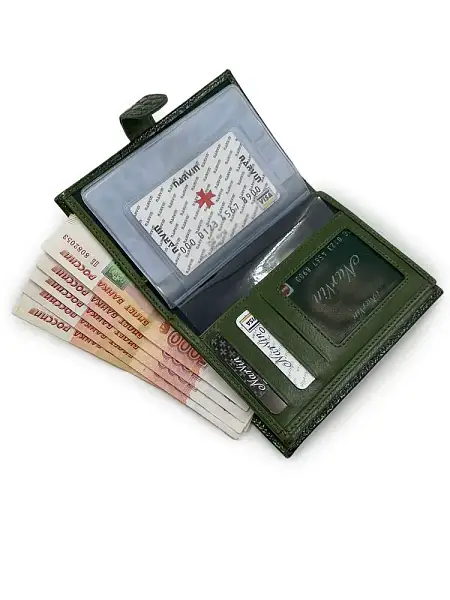 Обложка для автодокументов и паспорта NARVIN из натуральной кожи Vasheron, Артикул: 9175-Croco Green фото №1