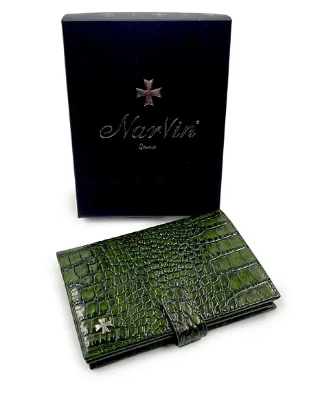 Обложка для автодокументов и паспорта NARVIN из натуральной кожи Vasheron, Артикул: 9175-Croco Green фото №1