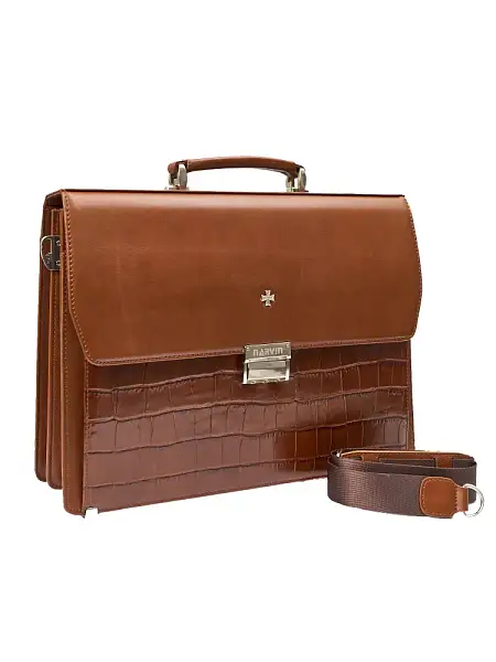 Портфель деловой из натуральной кожи NarVin 9737-Croco Caffe Vasheron, Артикул: 9737-Croco Caffe фото №1
