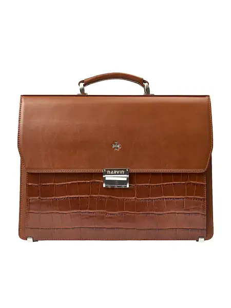 Портфель деловой из натуральной кожи NarVin 9737-Croco Caffe Vasheron, Артикул: 9737-Croco Caffe фото №1