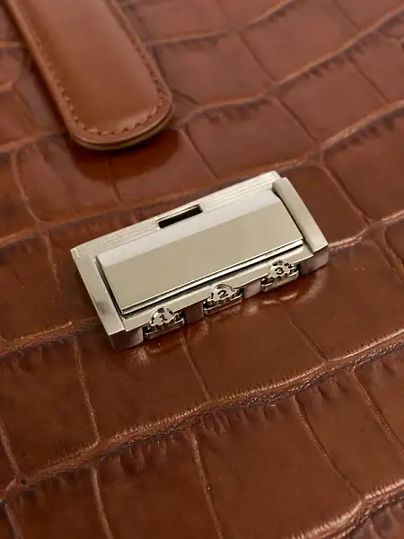 Портфель деловой из натуральной кожи NarVin 9737-Croco Caffe Vasheron, Артикул: 9737-Croco Caffe фото №1