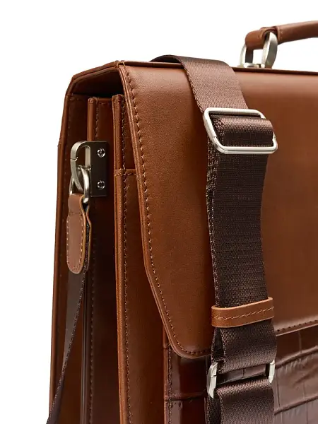 Портфель деловой из натуральной кожи NarVin 9737-Croco Caffe Vasheron, Артикул: 9737-Croco Caffe фото №1