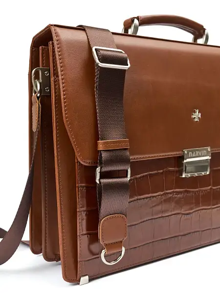 Портфель деловой из натуральной кожи NarVin 9737-Croco Caffe Vasheron, Артикул: 9737-Croco Caffe фото №1