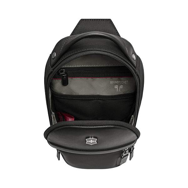 Рюкзак на одно плечо VICTORINOX Architecture Urban2 Sling Bag, черный, полиэстер/кожа, 17x8x28 см, 2 л 653350 Victorinox, Артикул: 653350 фото №1