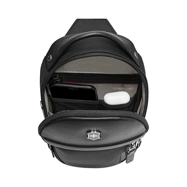 Рюкзак на одно плечо VICTORINOX Architecture Urban2 Sling Bag, черный, полиэстер/кожа, 17x8x28 см, 2 л 653350 Victorinox, Артикул: 653350 фото №1