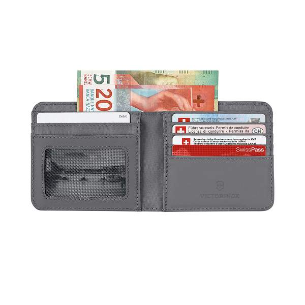 Бумажник VICTORINOX Travel Essentials Bi-Fold Wallet, с защитой от сканирования RFID, серый, полиэстер, 11x2x10 см 653364 Victorinox, Артикул: 653364 фото №1