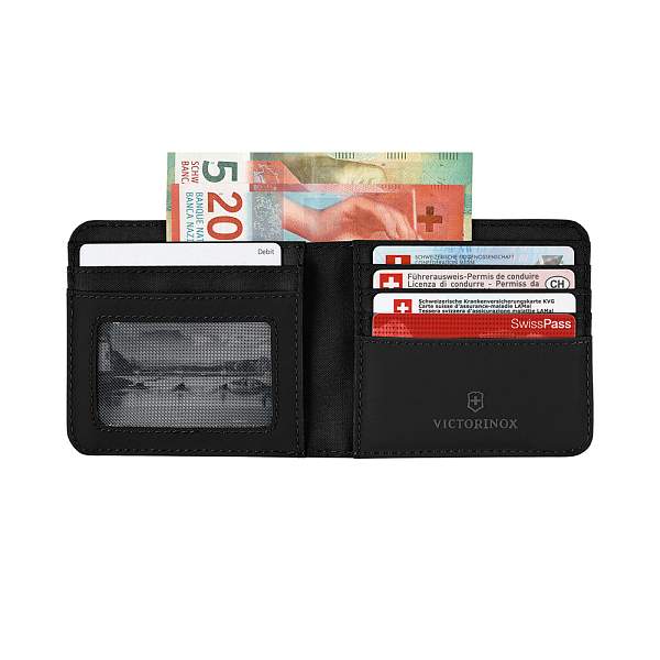 Бумажник VICTORINOX Travel Essentials Bi-Fold Wallet, с защитой от сканирования RFID, чёрный, полиэстер, 11x2x10 см 653363 Victorinox, Артикул: 653363 фото №1