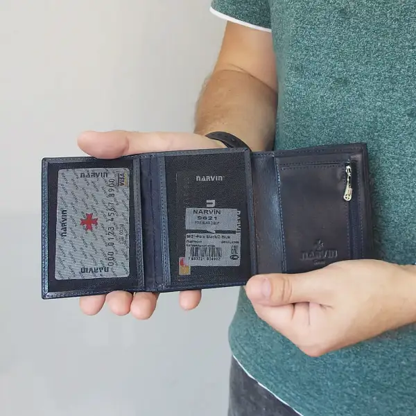 Портмоне-кредитница NARVIN 9621-Polo Black/D.Blue Vasheron, Артикул: 9621-Polo Black/D.Blue фото №1