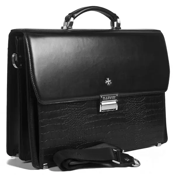 Портфель деловой из натуральной кожи NarVin 9737-Vegetta Black/Aligro Vasheron, Артикул: 9737-Vegetta Black/Aligro фото №1