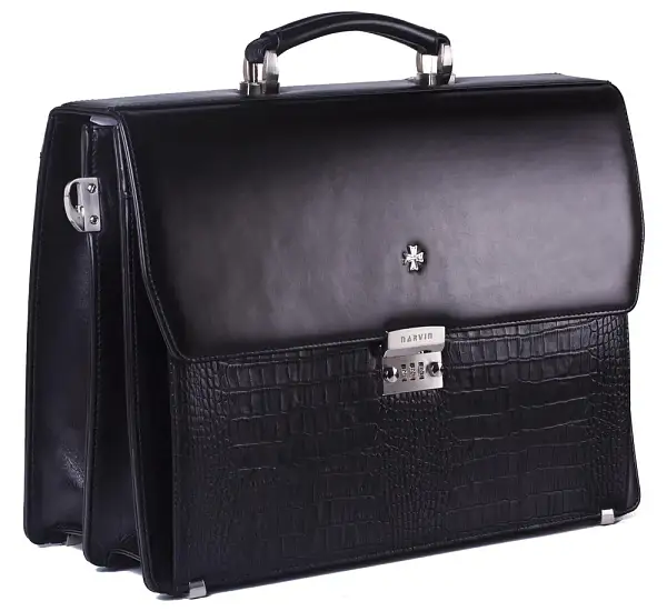 Портфель деловой из натуральной кожи NarVin 9737-Vegetta Black/Aligro Vasheron, Артикул: 9737-Vegetta Black/Aligro фото №1