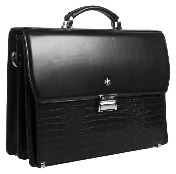 Портфель деловой из натуральной кожи NarVin 9737-Vegetta Black/Aligro Vasheron, Артикул: 9737-Vegetta Black/Aligro фото №1