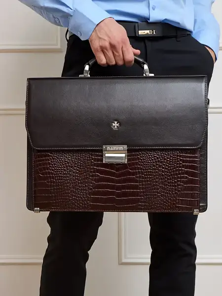 Портфель деловой из натуральной кожи NarVin 9737-Vegetta Brown/Aligro Vasheron, Артикул: 9737-Vegetta Brown/Aligro фото №1