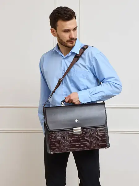 Портфель деловой из натуральной кожи NarVin 9737-Vegetta Brown/Aligro Vasheron, Артикул: 9737-Vegetta Brown/Aligro фото №1