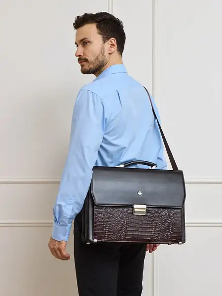 Портфель деловой из натуральной кожи NarVin 9737-Vegetta Brown/Aligro Vasheron, Артикул: 9737-Vegetta Brown/Aligro фото №1