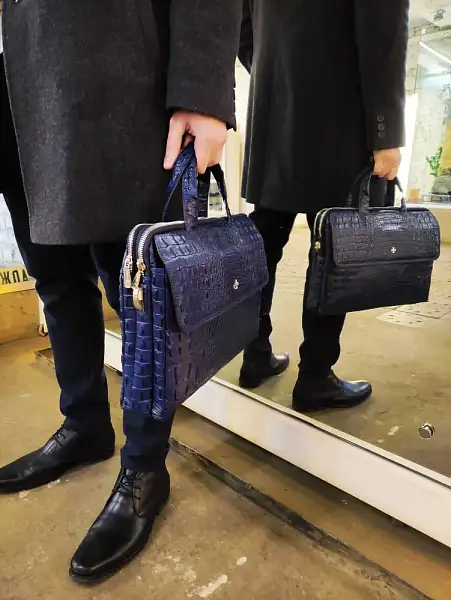 Сумка-Портфель NarVin 9759-Bambino D.Blue из натуральной кожи Vasheron, Артикул: 9759-Bambino D.Blue фото №1