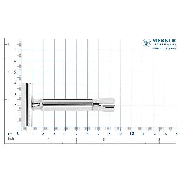 Станок Т-образный для бритья MERKUR 500 PROGRESS, глянцевое хромированное покрытие, прямой срез, закрытый гребень, лезвие в комплекте (1 шт) 500101 MERKUR, Артикул: 500101 фото №1