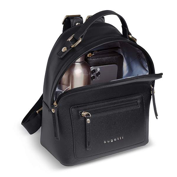 Рюкзак женский BUGATTI Ella, черный, полиуретан, 24х11,5х28 см 496630S01 BUGATTI, Артикул: 496630S01 фото №1