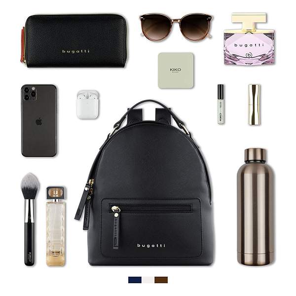 Рюкзак женский BUGATTI Ella, черный, полиуретан, 24х11,5х28 см 496630S01 BUGATTI, Артикул: 496630S01 фото №1