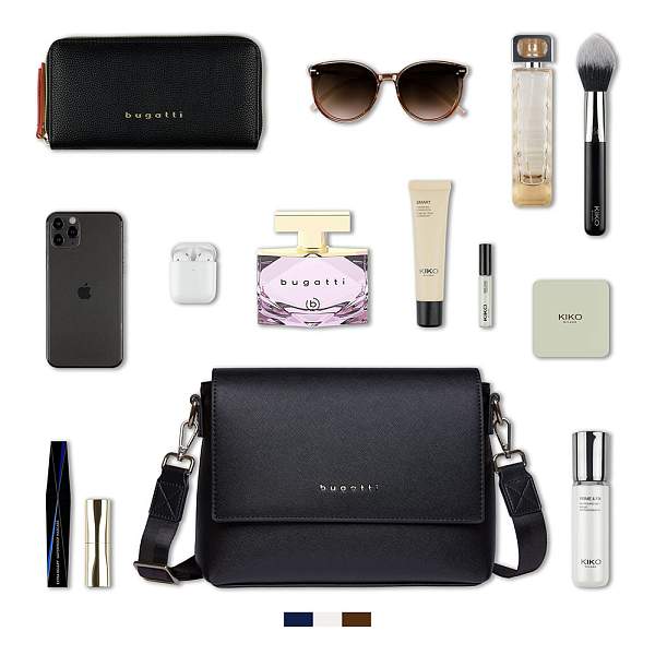 Сумка наплечная женская BUGATTI Ella, черная, полиуретан, 27х9х20,5 см 496628S01 BUGATTI, Артикул: 496628S01 фото №1