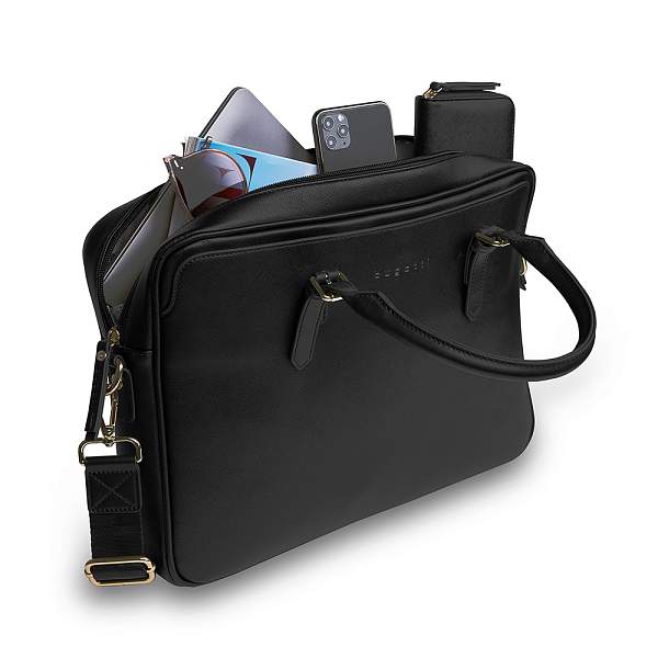 Портфель женский BUGATTI Ella 15'', черный, полиуретан, 38х6х27,5 см 496626S01 BUGATTI, Артикул: 496626S01 фото №1