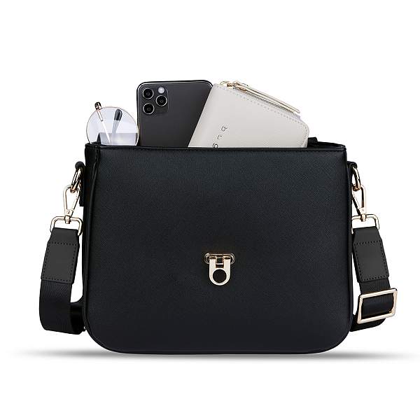 Сумка женская BUGATTI Ella, черная, полиуретан, 29х10х22 см 496634S01 BUGATTI, Артикул: 496634S01 фото №1