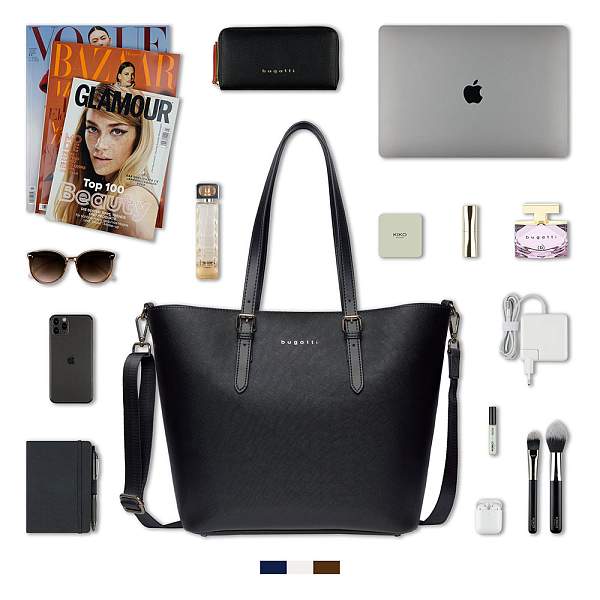 Сумка-шоппер женская BUGATTI Ella, черная, полиуретан, 47,5х12х32 см 493625S01 BUGATTI, Артикул: 493625S01 фото №1