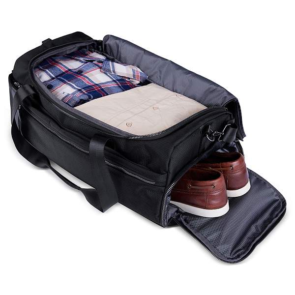 Сумка дорожная BUGATTI Nero, черная, нейлон 1680D/кожа, 58х27х30 см 49640701 BUGATTI, Артикул: 49640701 фото №1