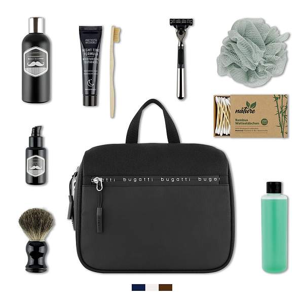 Несессер BUGATTI Blanc Delight, чёрный, нейлон RPET600D/тарпаулин/полиэстер, 24х9х21 см, 3,6 л 49451301 BUGATTI, Артикул: 49451301 фото №1