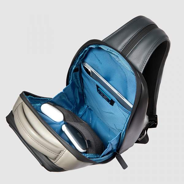 Рюкзак с одной лямкой Piquadro CA6801UB00/NGR кожаный серо-черный Piquadro, Артикул: CA6801UB00/NGR фото №1