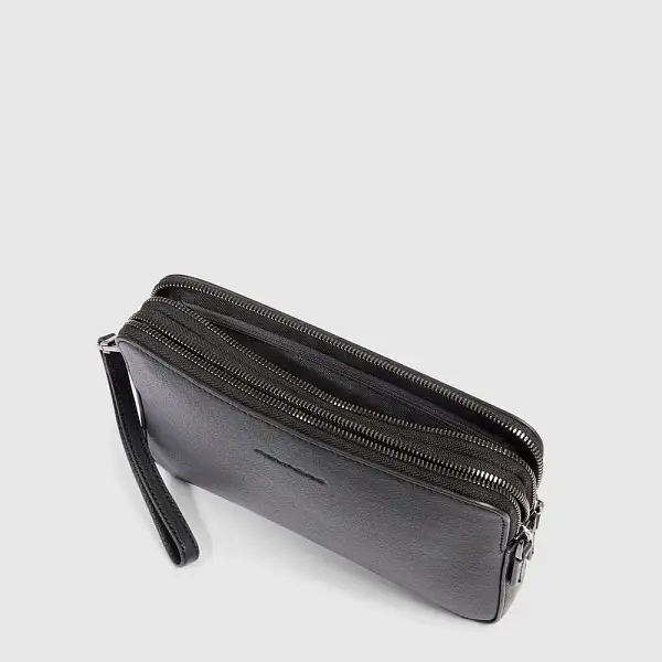 Клатч мужской с двумя отделениями Piquadro AC3944B3R/N кожаный черный Piquadro, Артикул: AC3944B3R/N фото №1