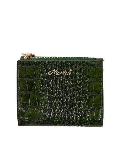 Кошелек из натуральной кожи Narvin 9565-Croco Green Vasheron, Артикул: 9565-Croco Green фото №1