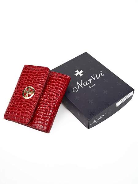 Кошелек из натуральной кожи Narvin 9565-Croco Red Vasheron, Артикул: 9565-Croco Red фото №1