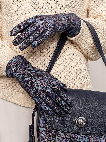 Перчатки женские ш+каш. IS00151 paisley navy Eleganzza, Артикул: IS00151-65_01-00020 фото №1