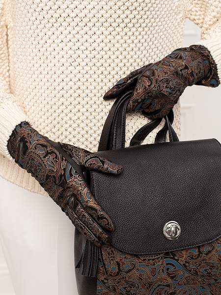 Перчатки женские ш+каш. IS00151 paisley black Eleganzza, Артикул: IS00151-65_01-00023 фото №1