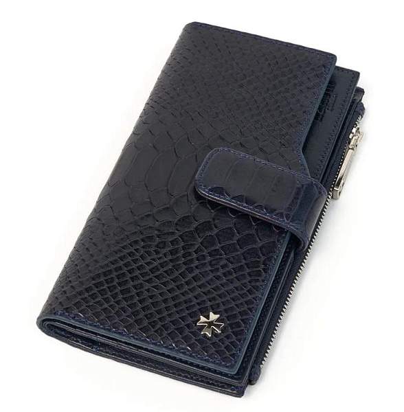 Кошелёк NARVIN из натуральной кожи большой 9686-Anaconda D.Blue Vasheron, Артикул: 9686-Anaconda D.Blue фото №1