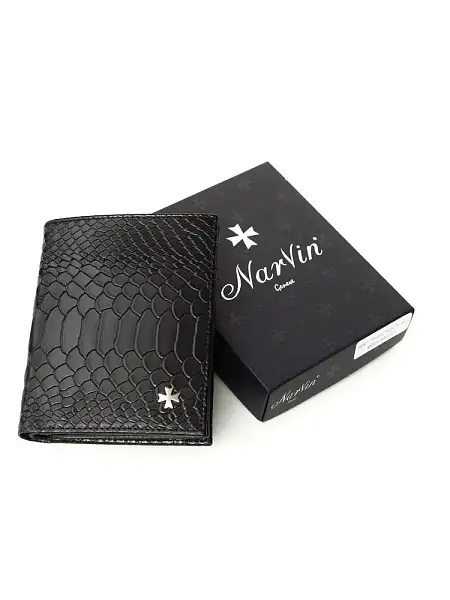 Портмоне NarVin из натуральной кожи 9696-Anaconda Black Vasheron, Артикул: 9696-Anaconda Black фото №1
