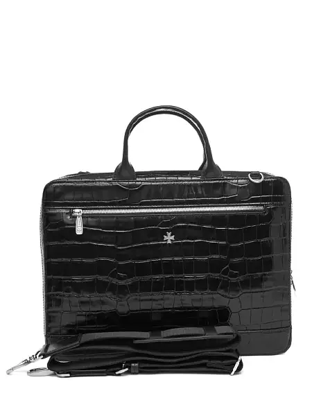 Портфель NARVIN из натуральной кожи 9743-Croco Black Vasheron, Артикул: 9743-Croco Black фото №1