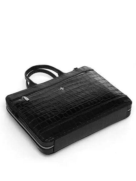Портфель NARVIN из натуральной кожи 9743-Croco Black Vasheron, Артикул: 9743-Croco Black фото №1