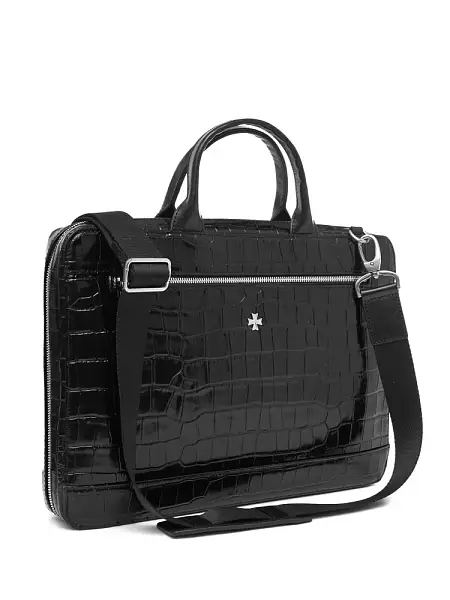Портфель NARVIN из натуральной кожи 9743-Croco Black Vasheron, Артикул: 9743-Croco Black фото №1