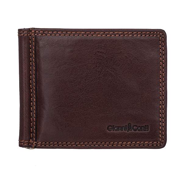 Портмоне с зажимом коричневый Gianni Conti 917101 dark brown Gianni Conti, Артикул: 917101 dark brown фото №1