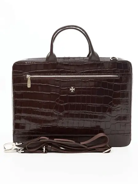 Портфель NARVIN из натуральной кожи 9743-Croco Caffe Vasheron, Артикул: 9743-Croco Caffe фото №1
