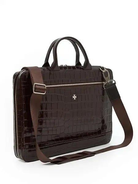 Портфель NARVIN из натуральной кожи 9743-Croco Caffe Vasheron, Артикул: 9743-Croco Caffe фото №1