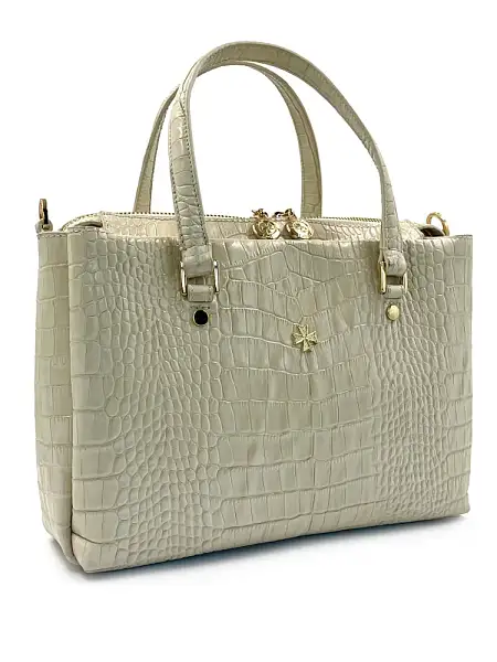 Женская сумка NARVIN из натуральной кожи 9801-Croco Beige Vasheron, Артикул: 9801-Croco Beige фото №1