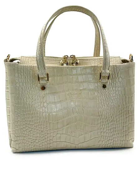 Женская сумка NARVIN из натуральной кожи 9801-Croco Beige Vasheron, Артикул: 9801-Croco Beige фото №1