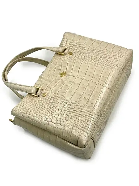 Женская сумка NARVIN из натуральной кожи 9801-Croco Beige Vasheron, Артикул: 9801-Croco Beige фото №1