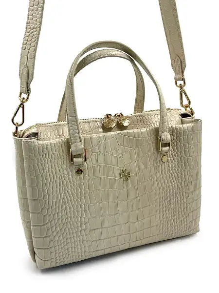 Женская сумка NARVIN из натуральной кожи 9801-Croco Beige Vasheron, Артикул: 9801-Croco Beige фото №1