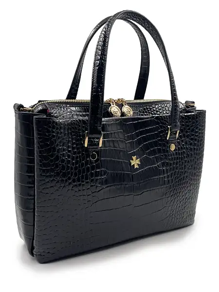 Женская сумка NARVIN из натуральной кожи 9801-Croco Black Vasheron, Артикул: 9801-Croco Black фото №1