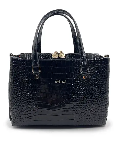 Женская сумка NARVIN из натуральной кожи 9801-Croco Black Vasheron, Артикул: 9801-Croco Black фото №1