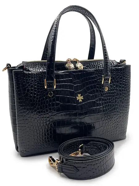 Женская сумка NARVIN из натуральной кожи 9801-Croco Black Vasheron, Артикул: 9801-Croco Black фото №1